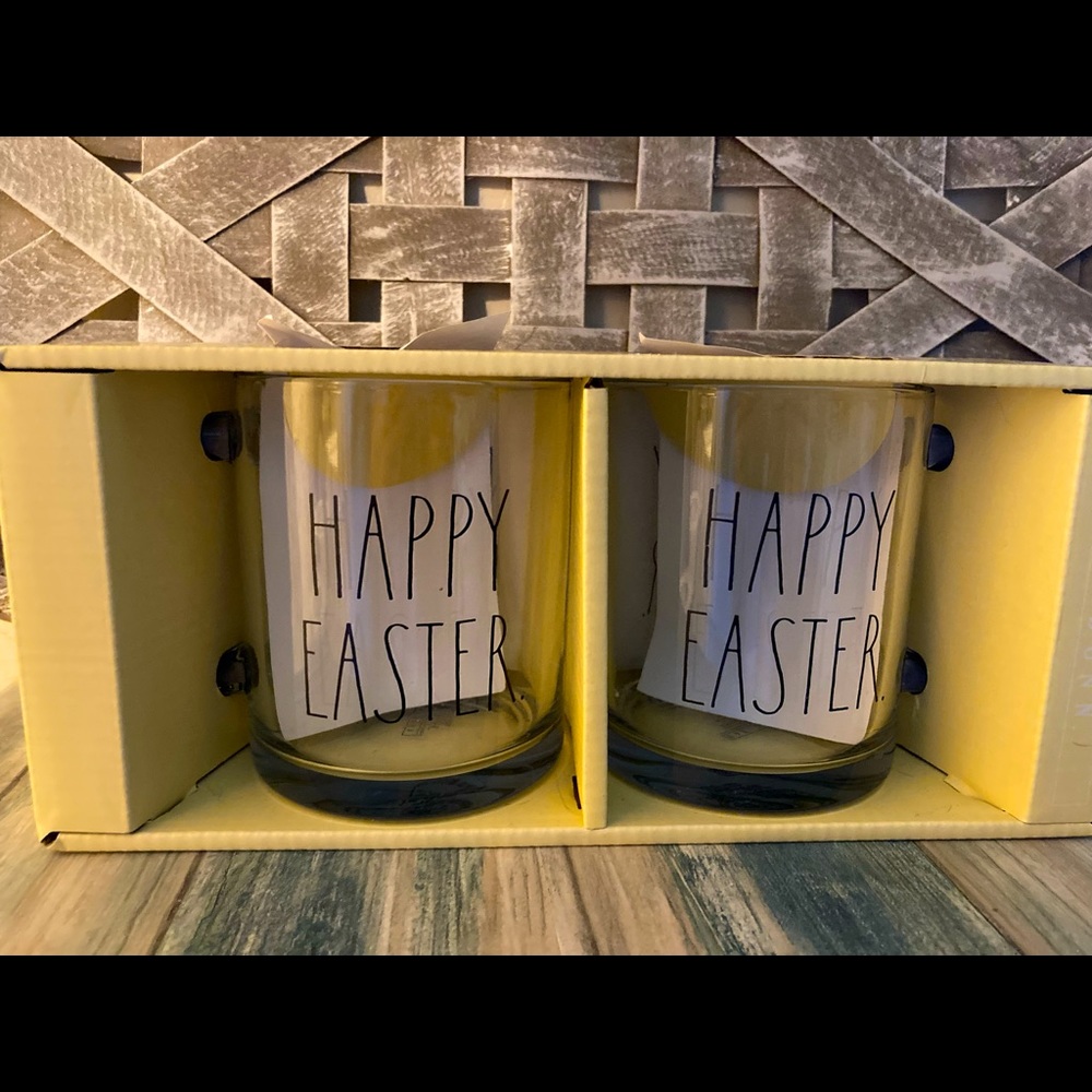 Set of 2 Easter themed Rae Dunn Glass mugs